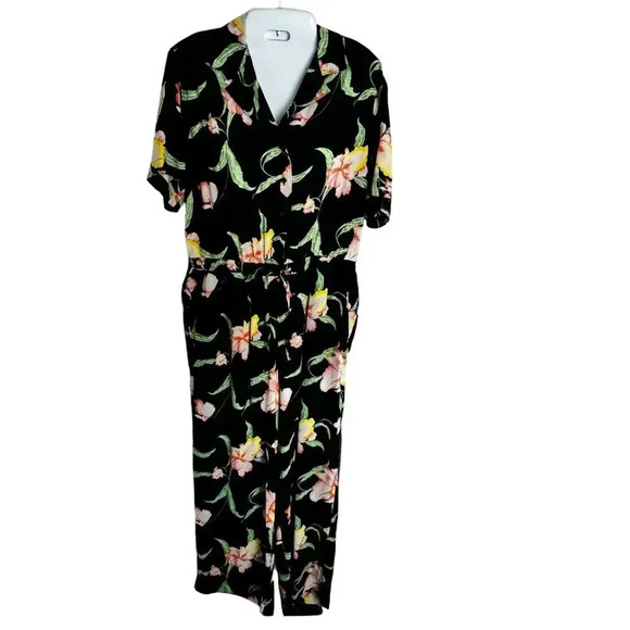 Levi’s Celeste Cropped Jumpsuit Mulit-Color Hawaiian Floral Tropical Print SZ S - Picture 1 of 10